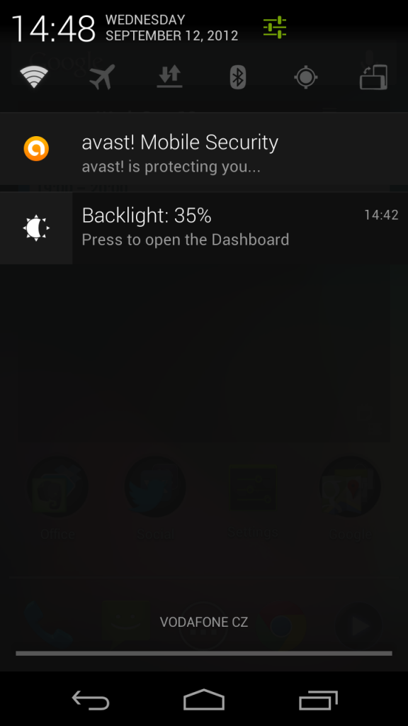 notification bar